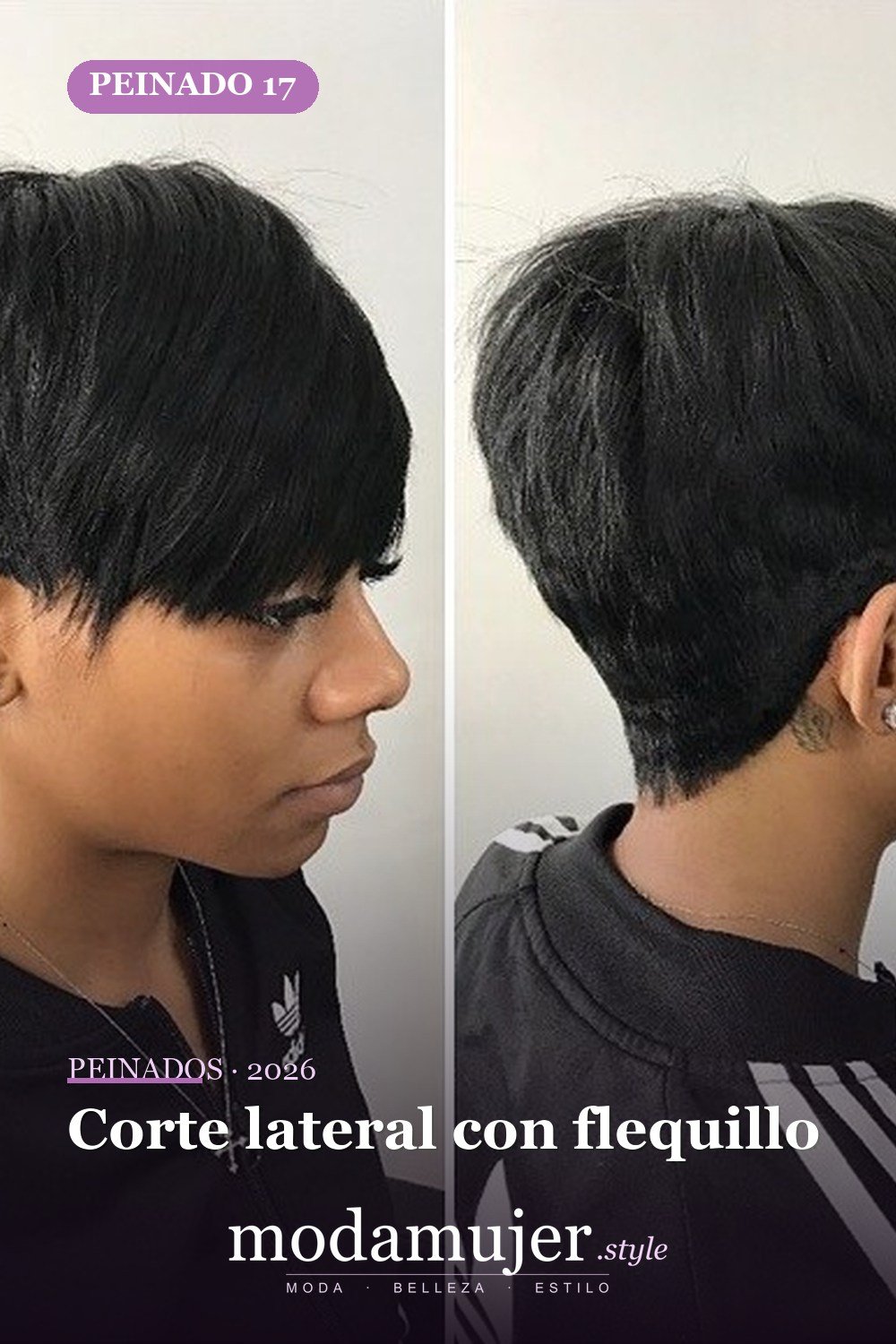 Corte lateral con flequillo — 50 peinados cortos para mujeres negras que roban todas las miradas