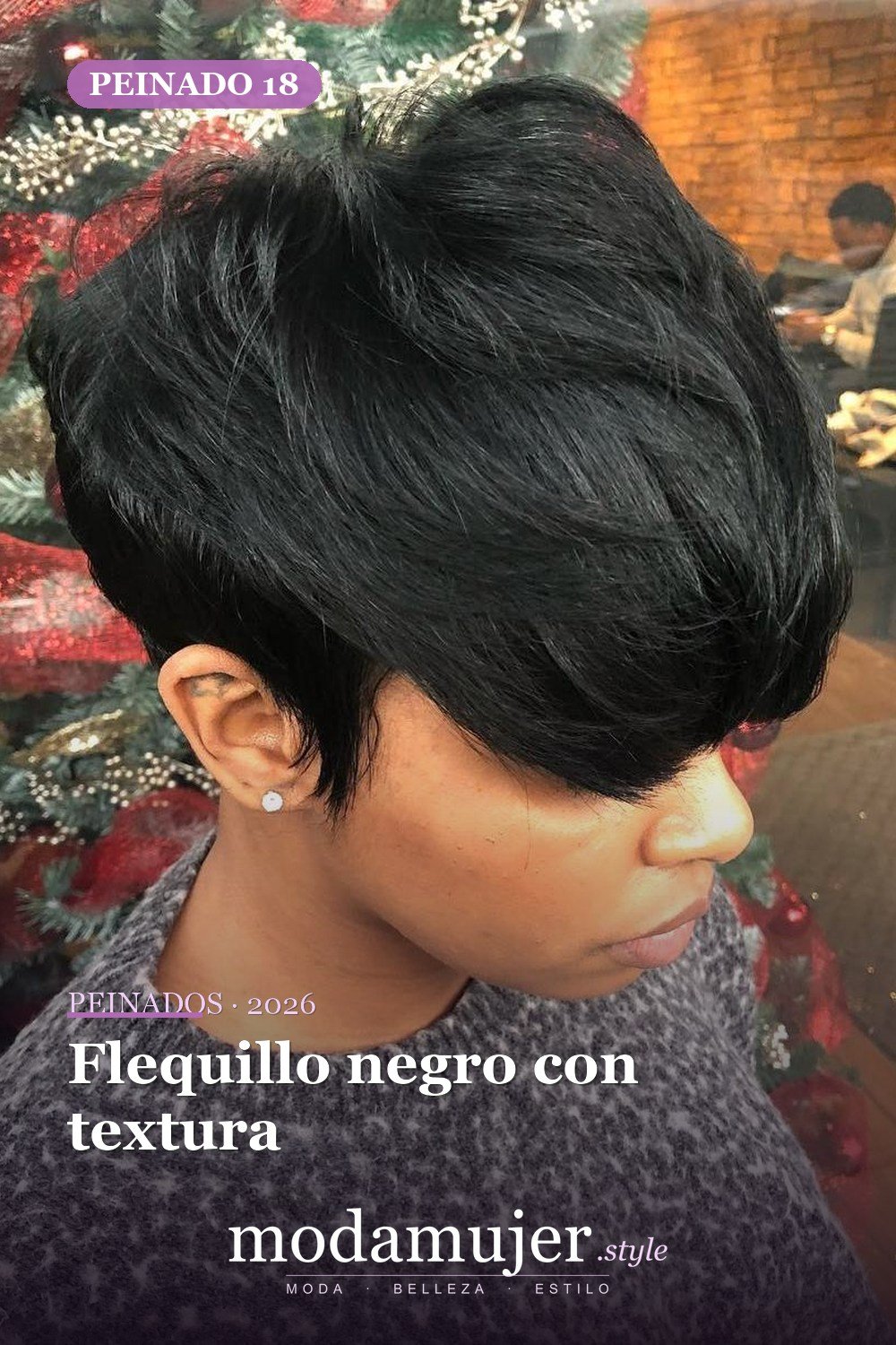 Flequillo negro con textura — 50 peinados cortos para mujeres negras que roban todas las miradas