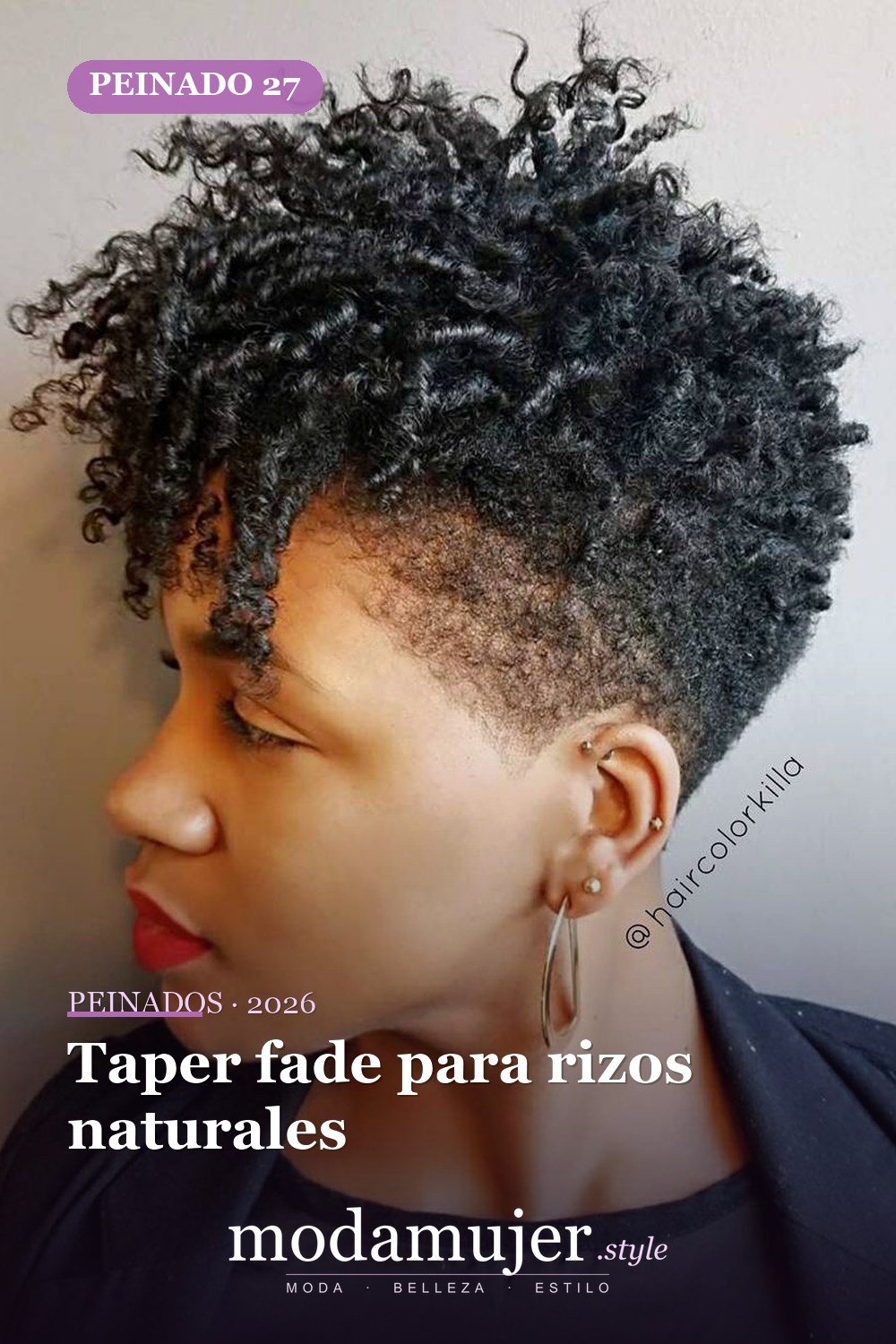 Taper fade para rizos naturales — 50 peinados cortos para mujeres negras que roban todas las miradas
