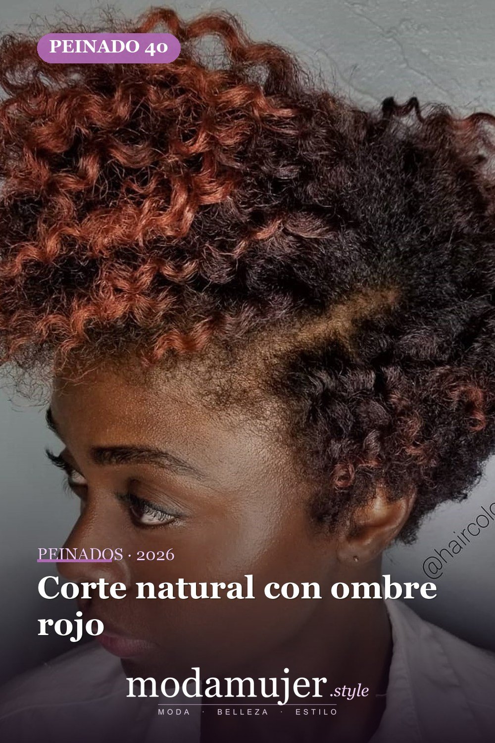 Corte natural con ombre rojo — 50 peinados cortos para mujeres negras que roban todas las miradas