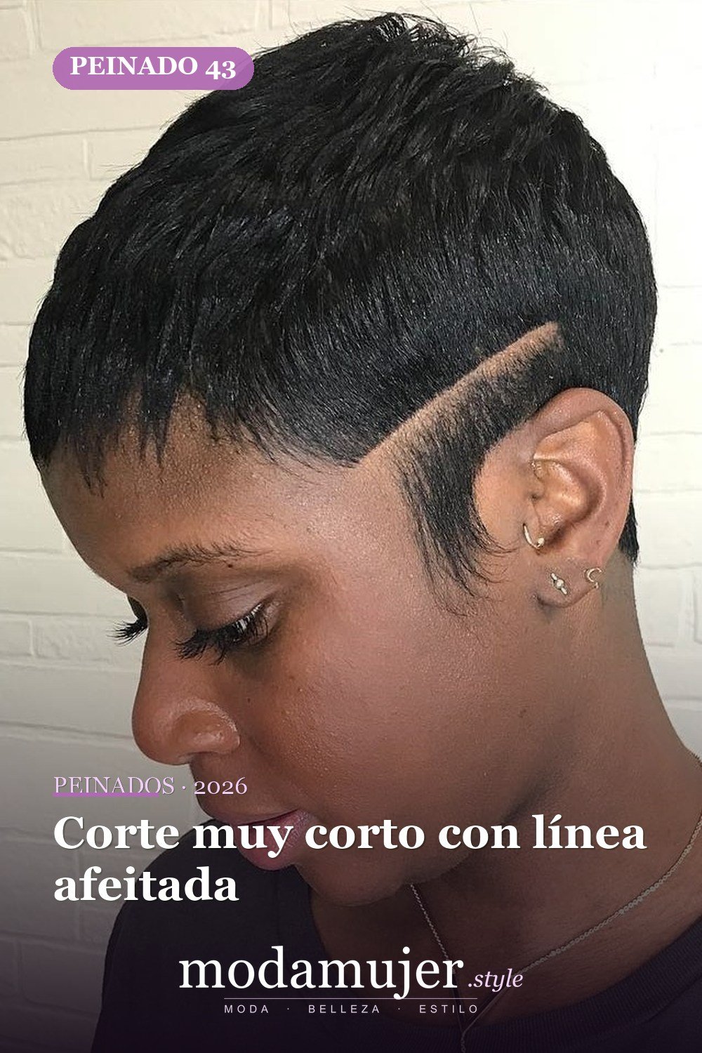 Corte muy corto con línea afeitada — 50 peinados cortos para mujeres negras que roban todas las miradas