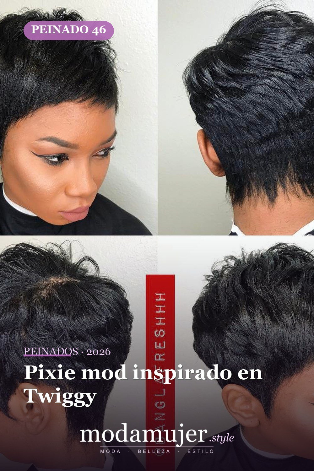 Pixie mod inspirado en Twiggy — 50 peinados cortos para mujeres negras que roban todas las miradas
