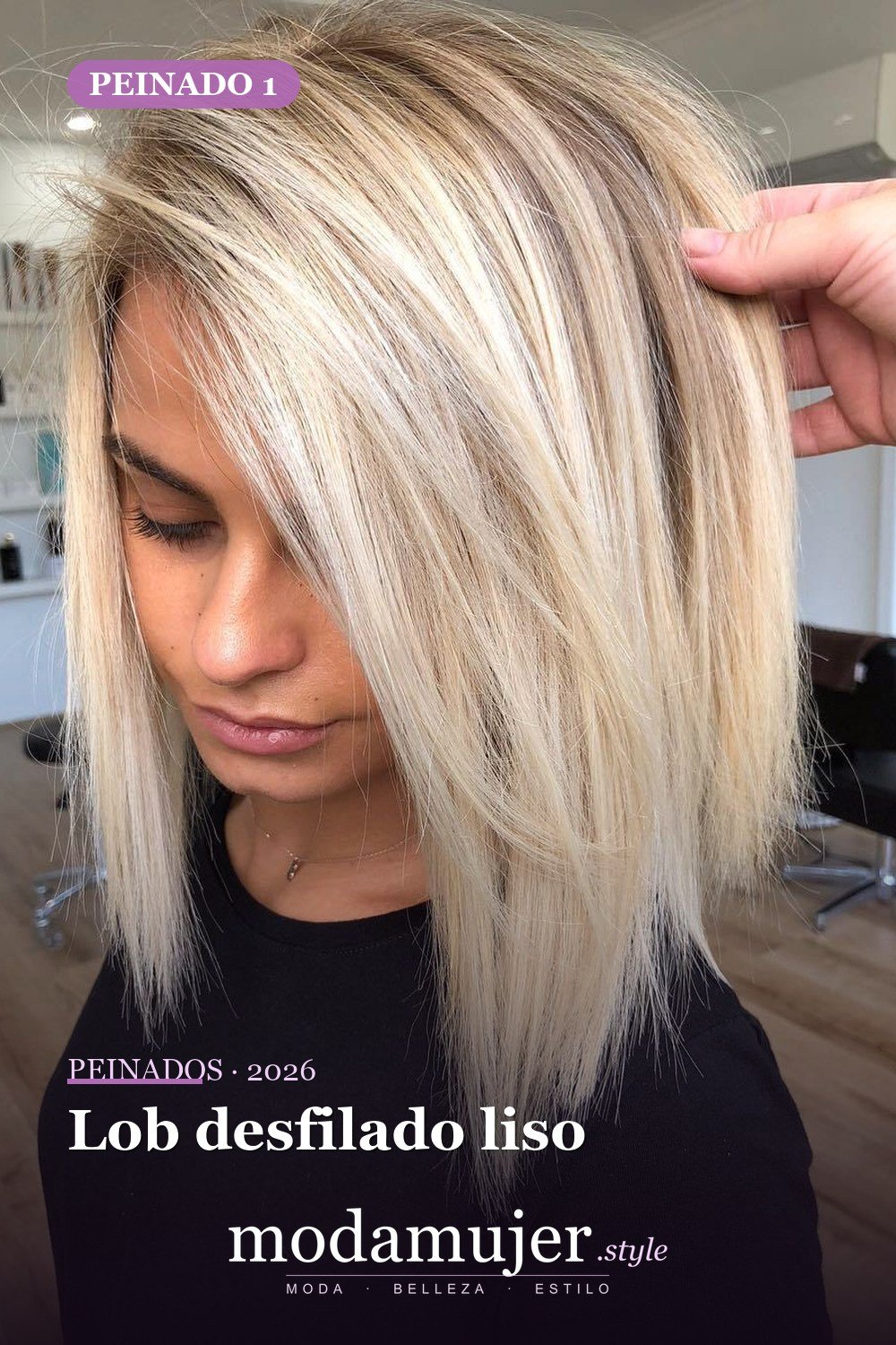 Lob desfilado liso — 50 peinados de longitud media sin falla para cabello fino