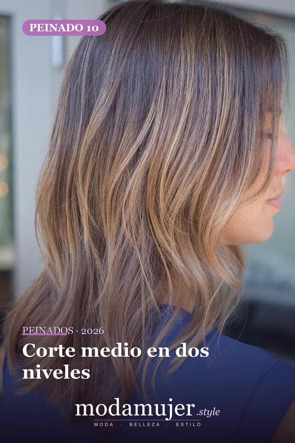 Corte medio en dos niveles — 50 peinados de longitud media sin falla para cabello fino