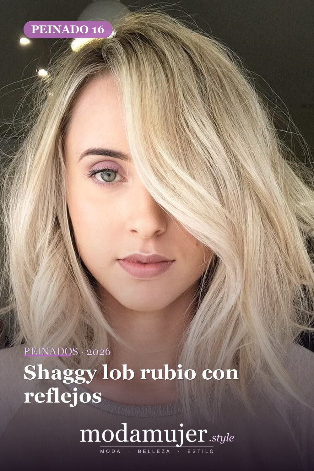 Shaggy lob rubio con reflejos — 50 peinados de longitud media sin falla para cabello fino