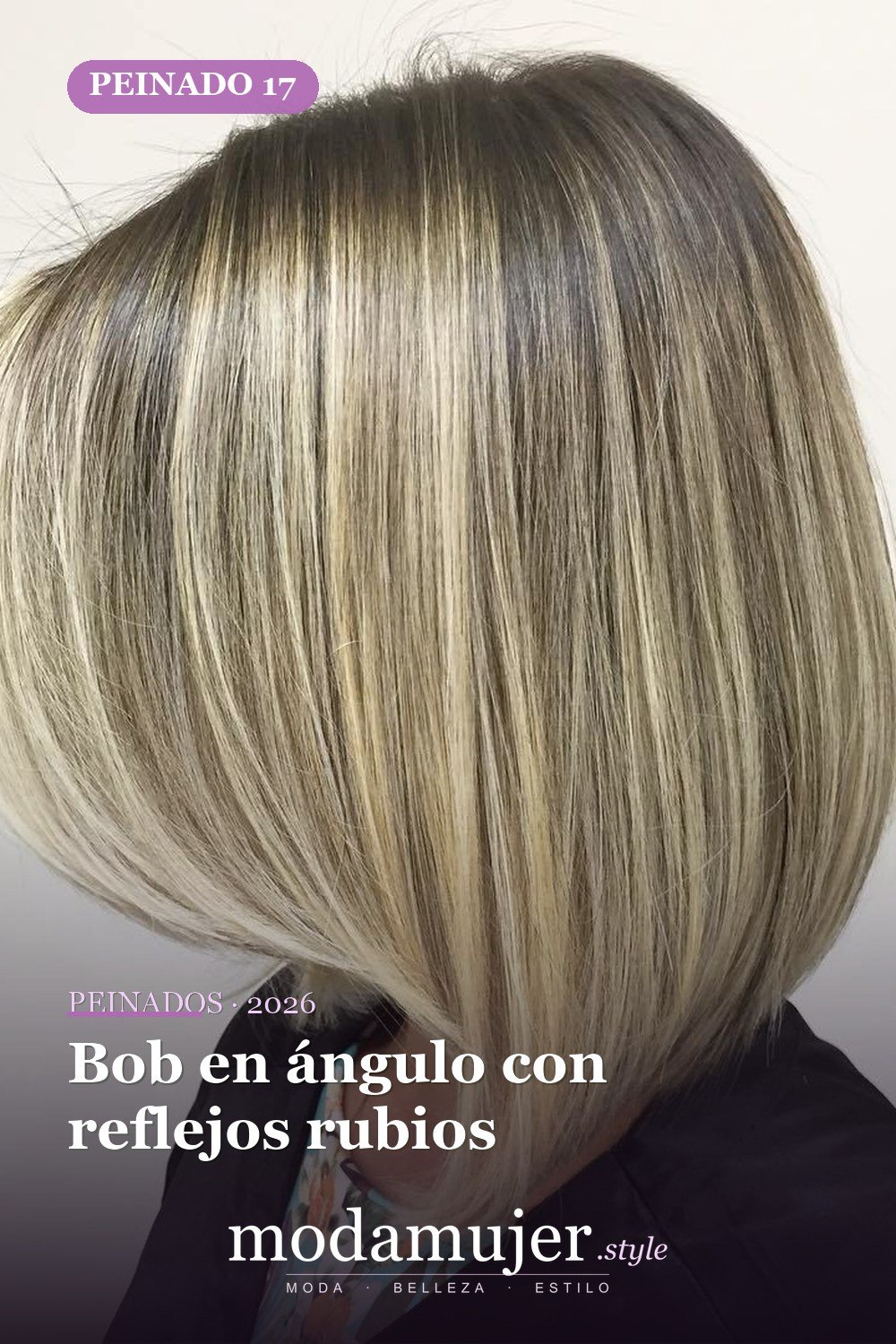 Bob en ángulo con reflejos rubios — 50 peinados de longitud media sin falla para cabello fino