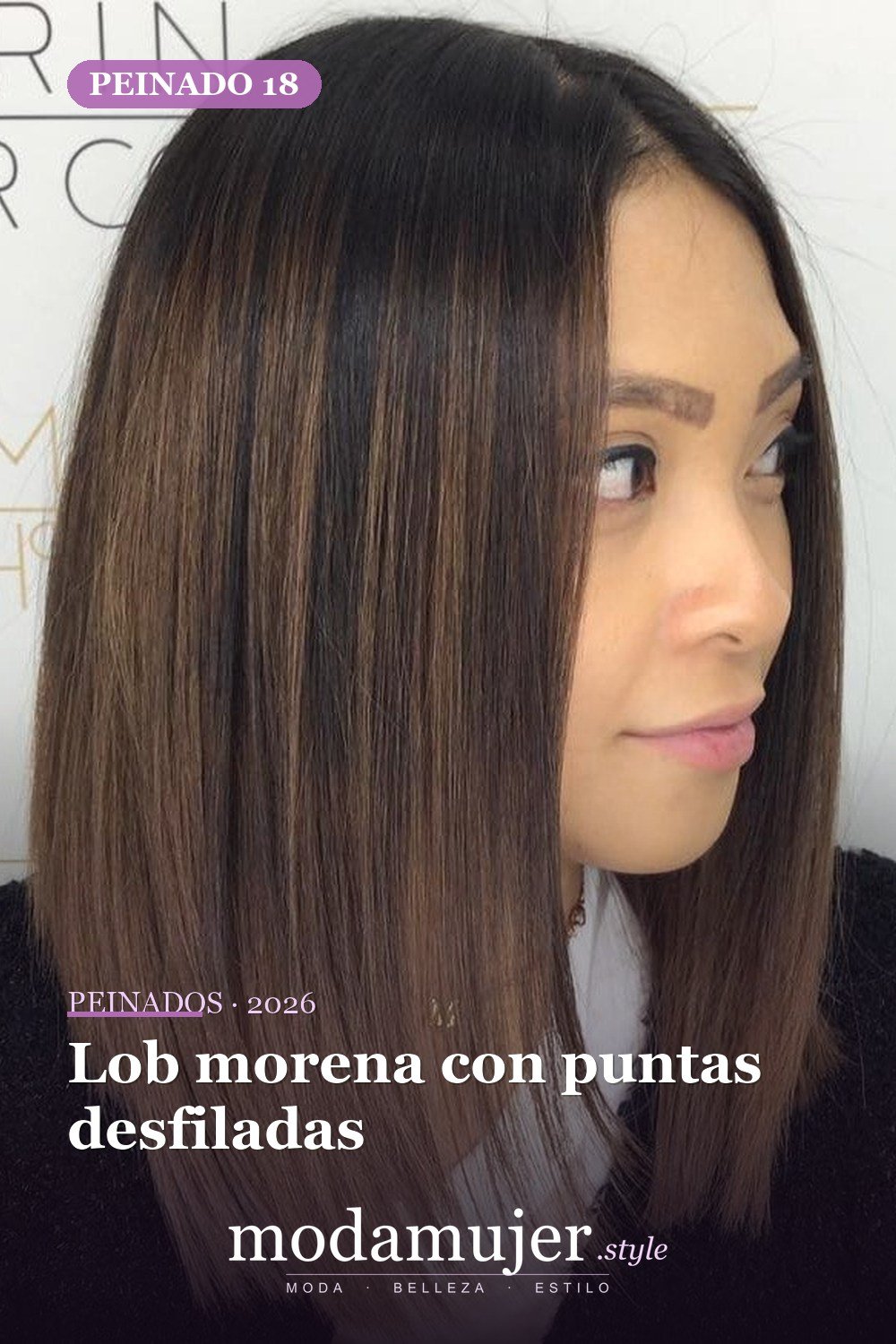 Lob morena con puntas desfiladas — 50 peinados de longitud media sin falla para cabello fino