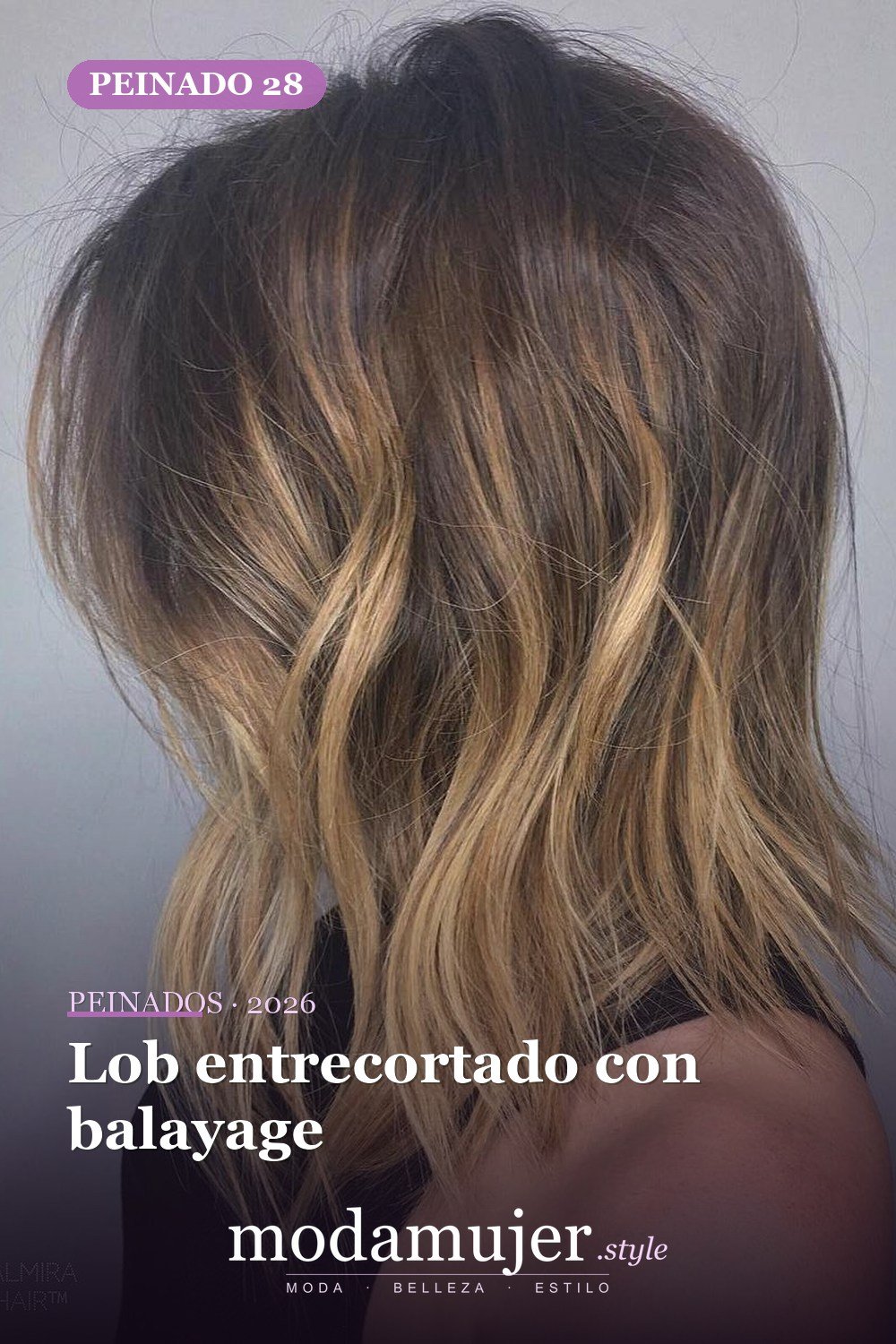 Lob entrecortado con balayage — 50 peinados de longitud media sin falla para cabello fino
