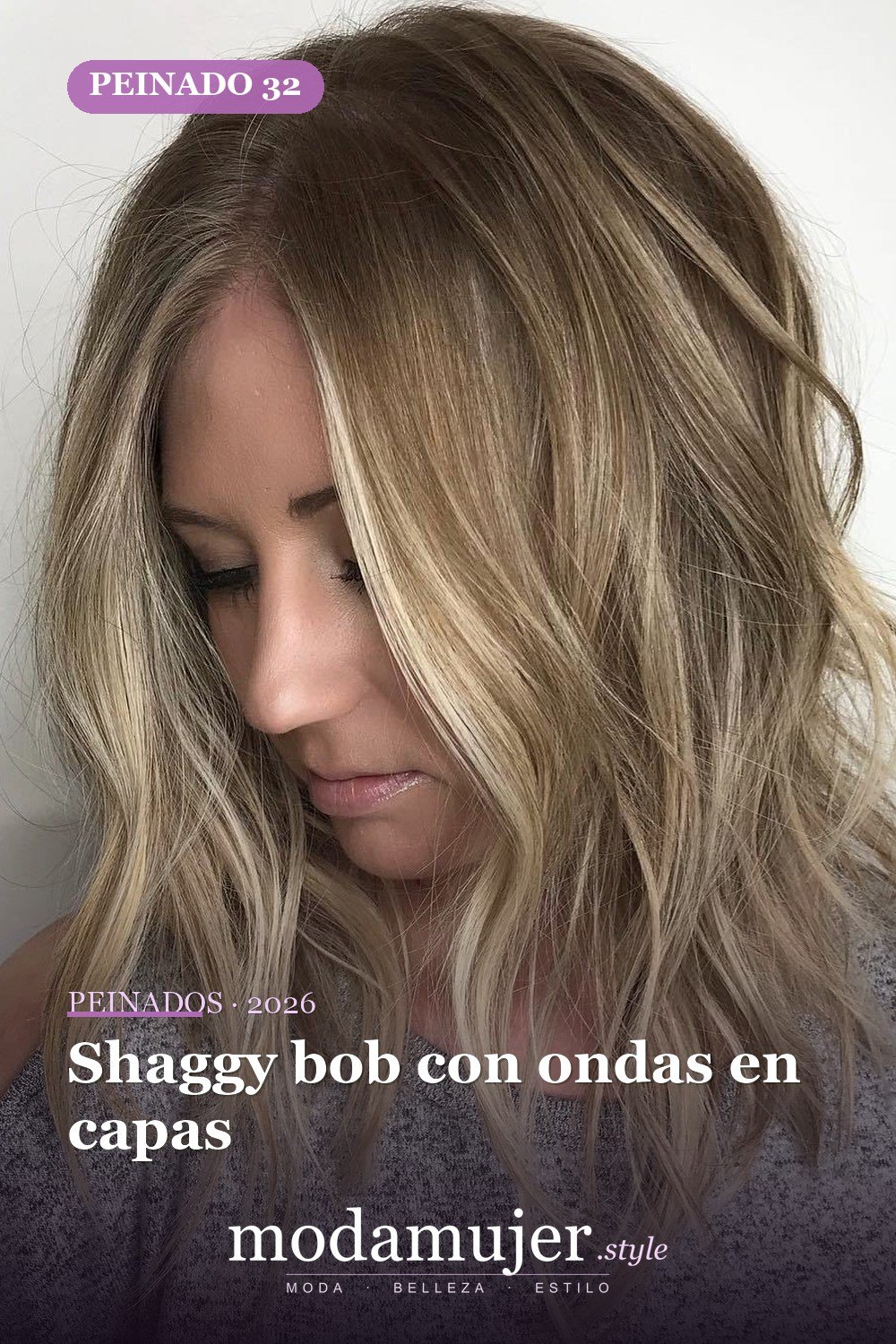 Shaggy bob con ondas en capas — 50 peinados de longitud media sin falla para cabello fino