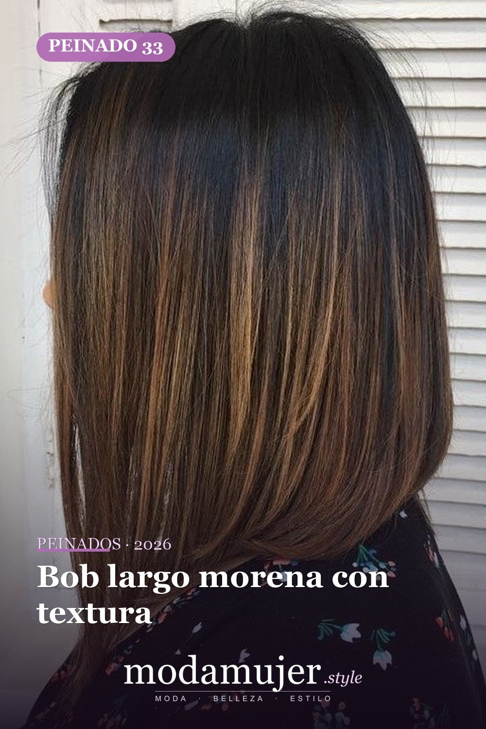 Bob largo morena con textura — 50 peinados de longitud media sin falla para cabello fino