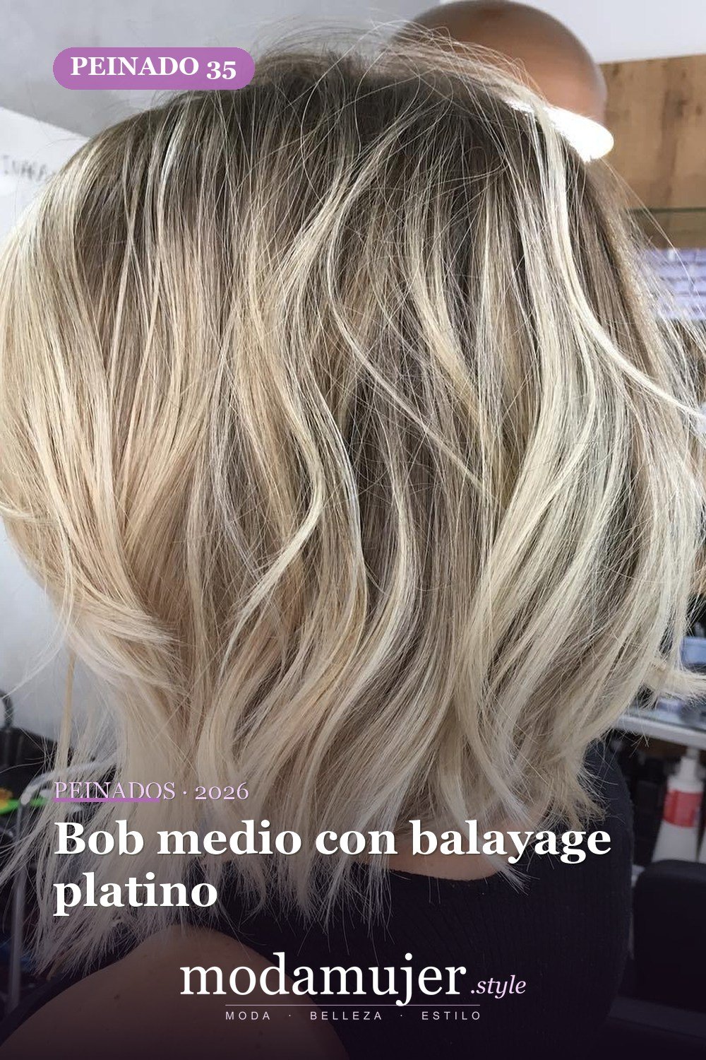 Bob medio con balayage platino — 50 peinados de longitud media sin falla para cabello fino