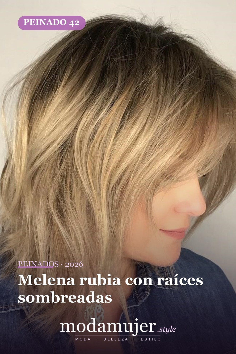 Melena rubia con raíces sombreadas — 50 peinados de longitud media sin falla para cabello fino