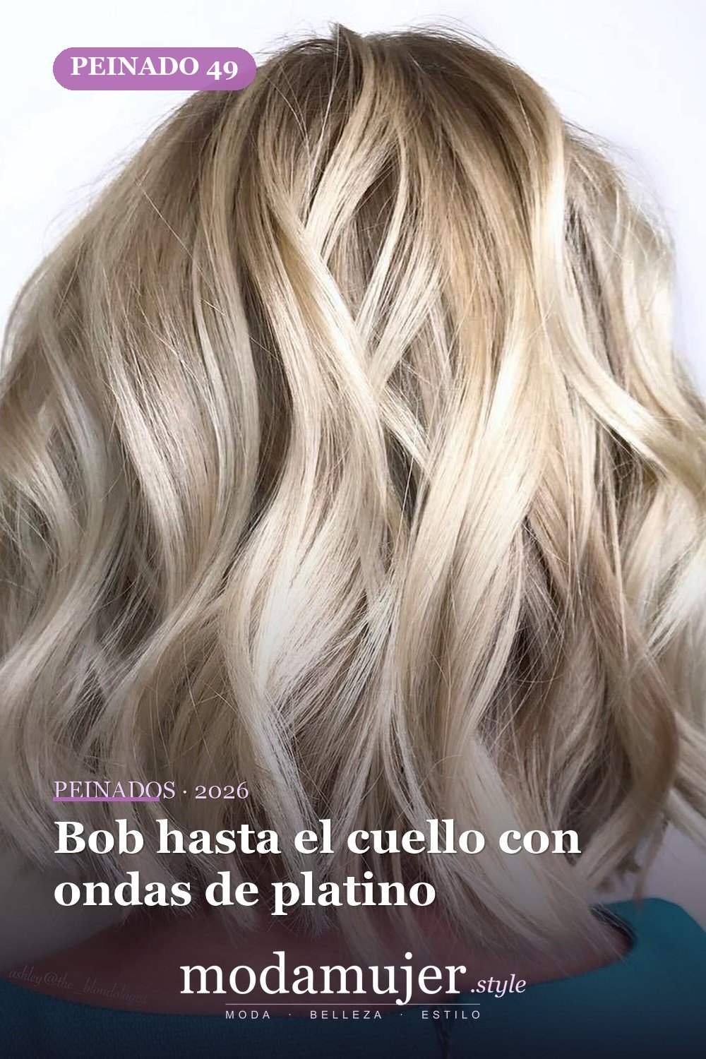 Bob hasta el cuello con ondas de platino — 50 peinados de longitud media sin falla para cabello fino