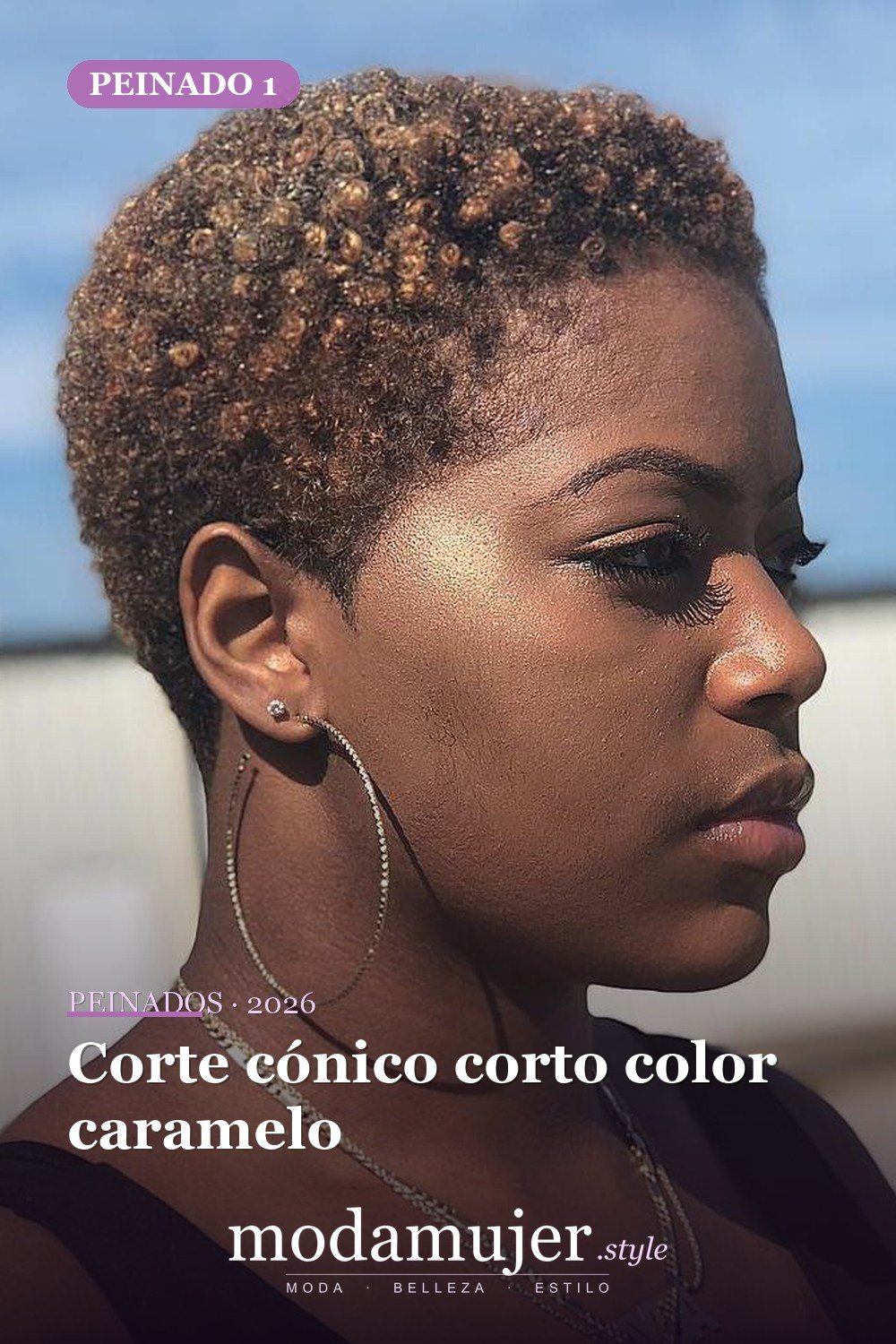 Corte cónico corto color caramelo — 50 peinados impresionantes para cabello natural corto