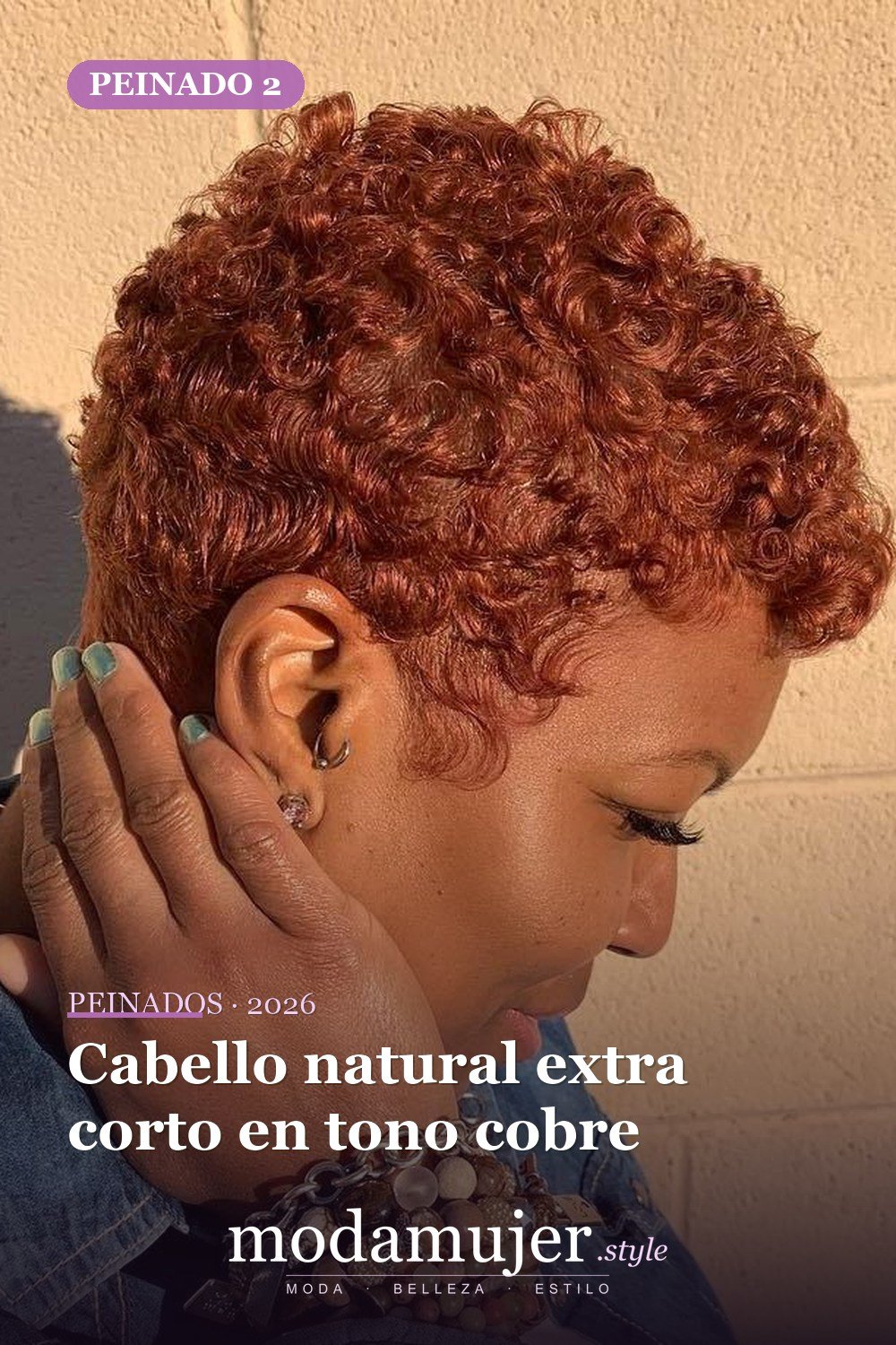Cabello natural extra corto en tono cobre — 50 peinados impresionantes para cabello natural corto