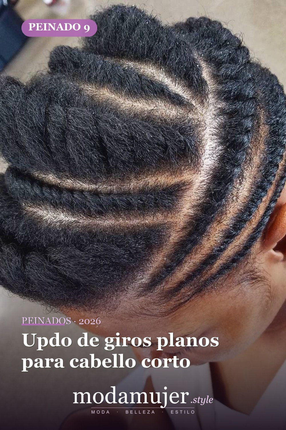 Updo de giros planos para cabello corto — 50 peinados impresionantes para cabello natural corto