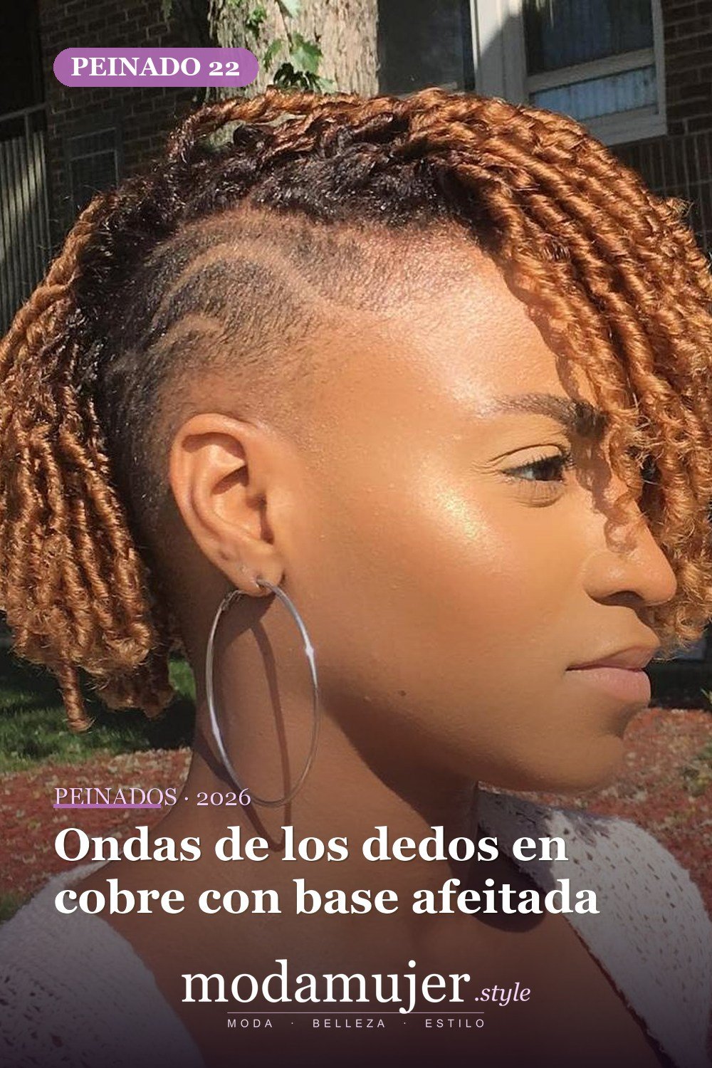 Ondas de los dedos en cobre con base afeitada — 50 peinados impresionantes para cabello natural corto