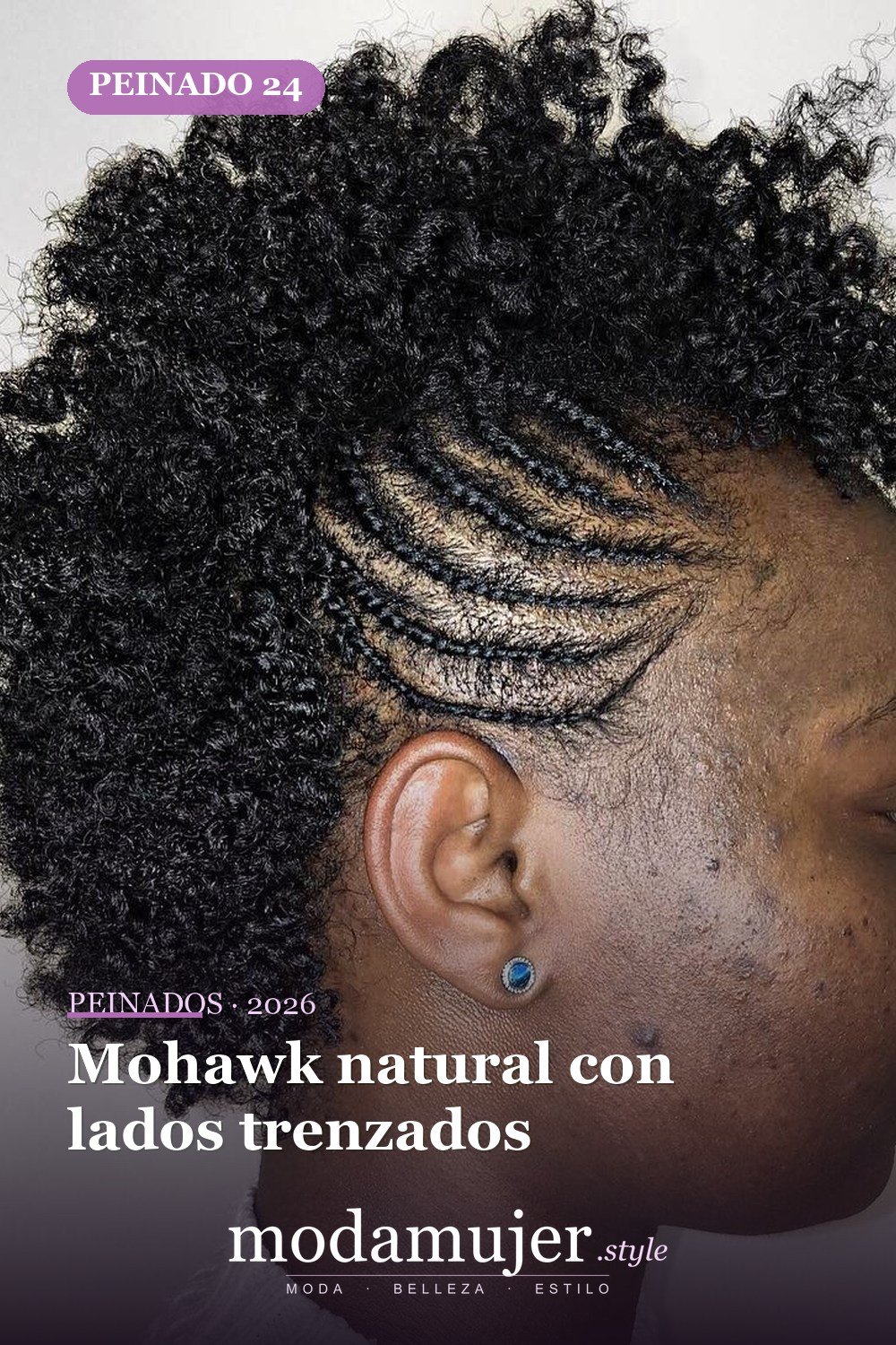 Mohawk natural con lados trenzados — 50 peinados impresionantes para cabello natural corto
