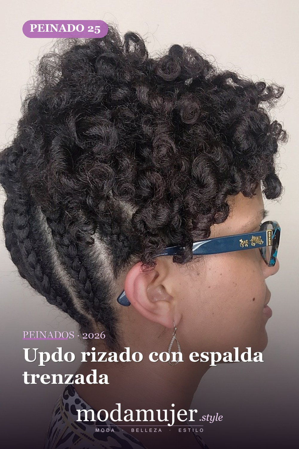 Updo rizado con espalda trenzada — 50 peinados impresionantes para cabello natural corto
