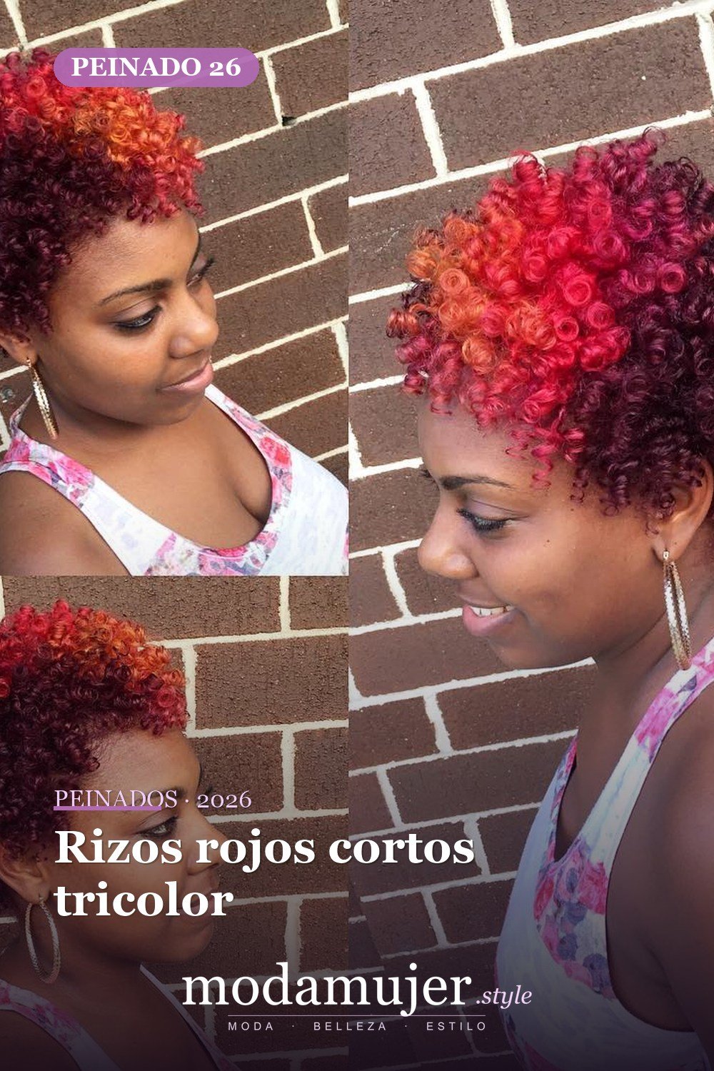 Rizos rojos cortos tricolor — 50 peinados impresionantes para cabello natural corto