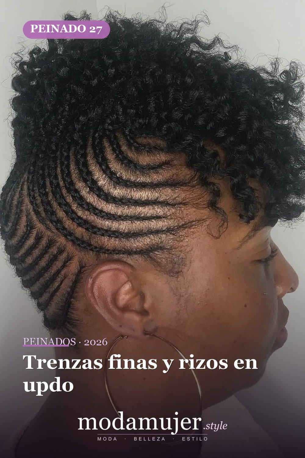 Trenzas finas y rizos en updo — 50 peinados impresionantes para cabello natural corto