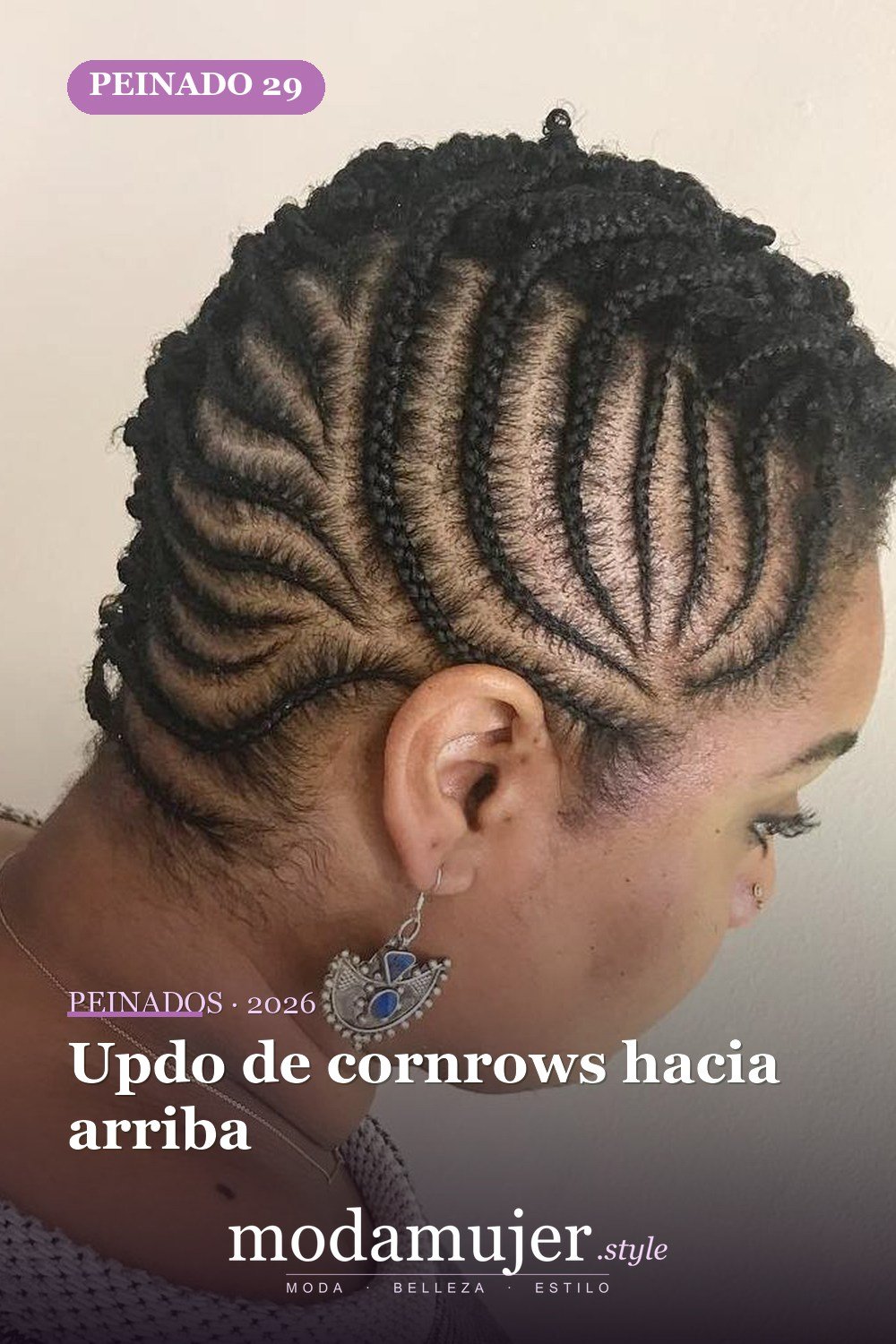 Updo de cornrows hacia arriba — 50 peinados impresionantes para cabello natural corto
