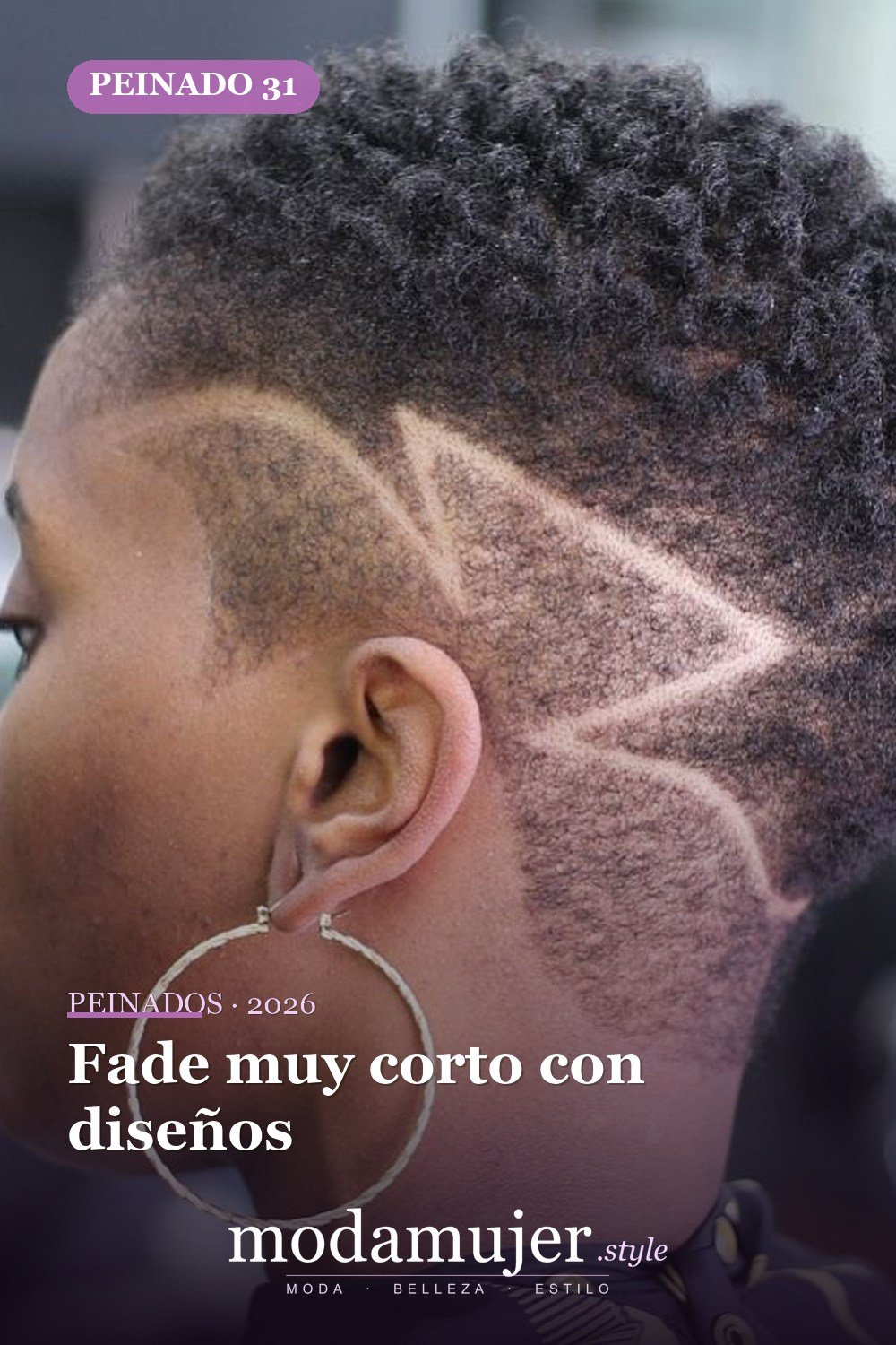 Fade muy corto con diseños — 50 peinados impresionantes para cabello natural corto