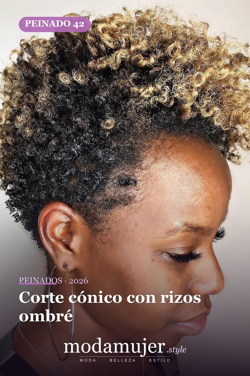 Corte cónico con rizos ombré — 50 peinados impresionantes para cabello natural corto