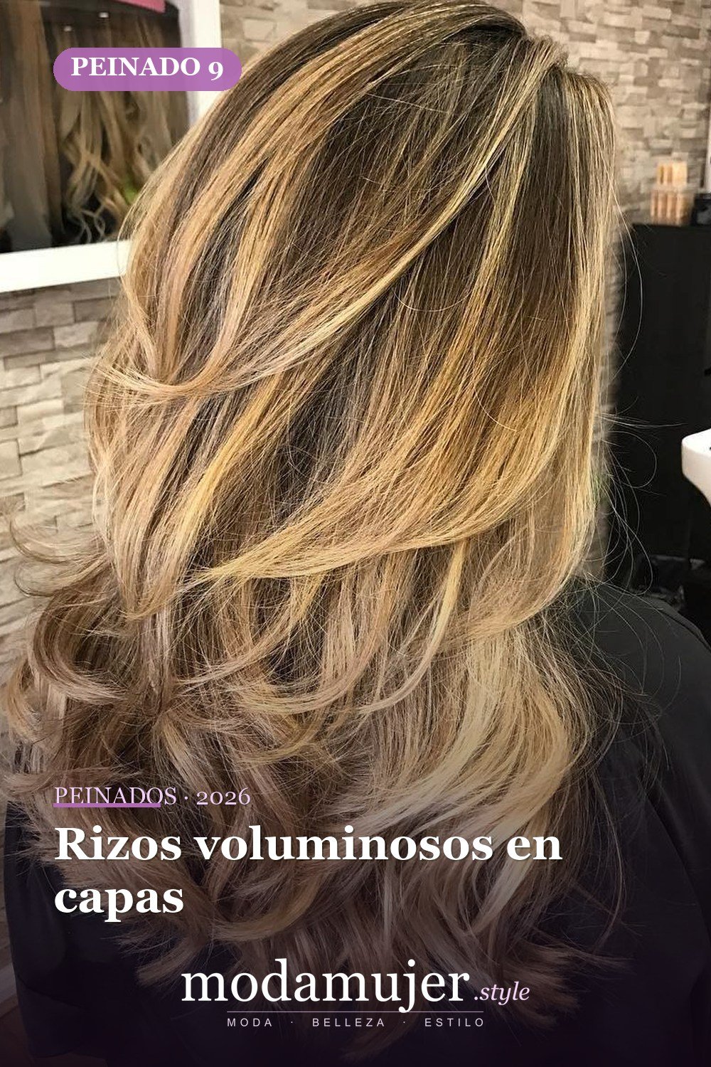Rizos voluminosos en capas — 50 peinados largos con capas para 2026