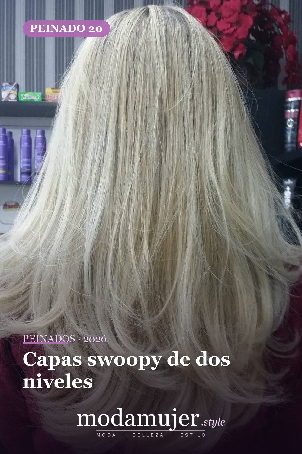 Capas swoopy de dos niveles — 50 peinados largos con capas para 2026