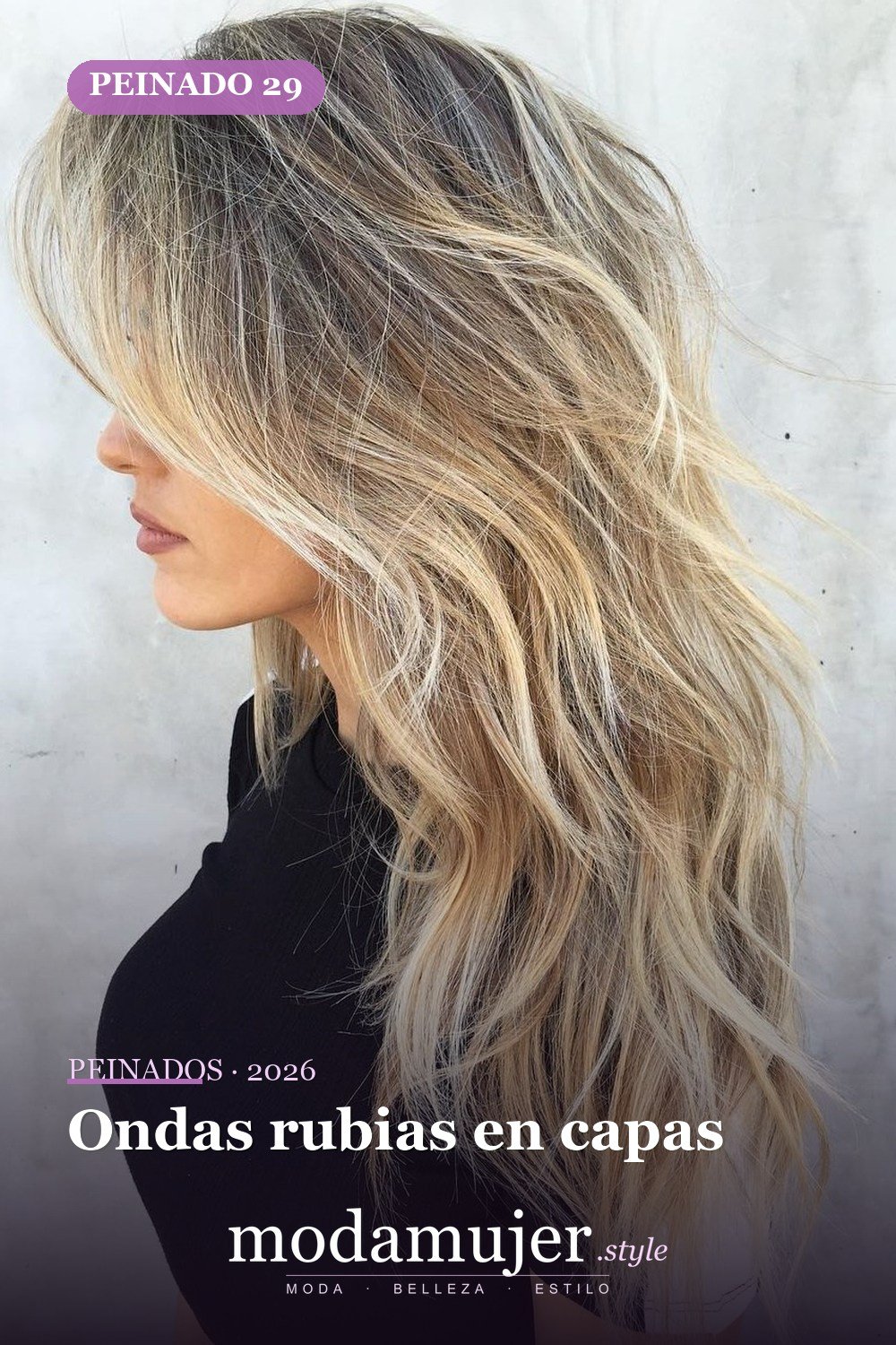 Ondas rubias en capas — 50 peinados largos con capas para 2026