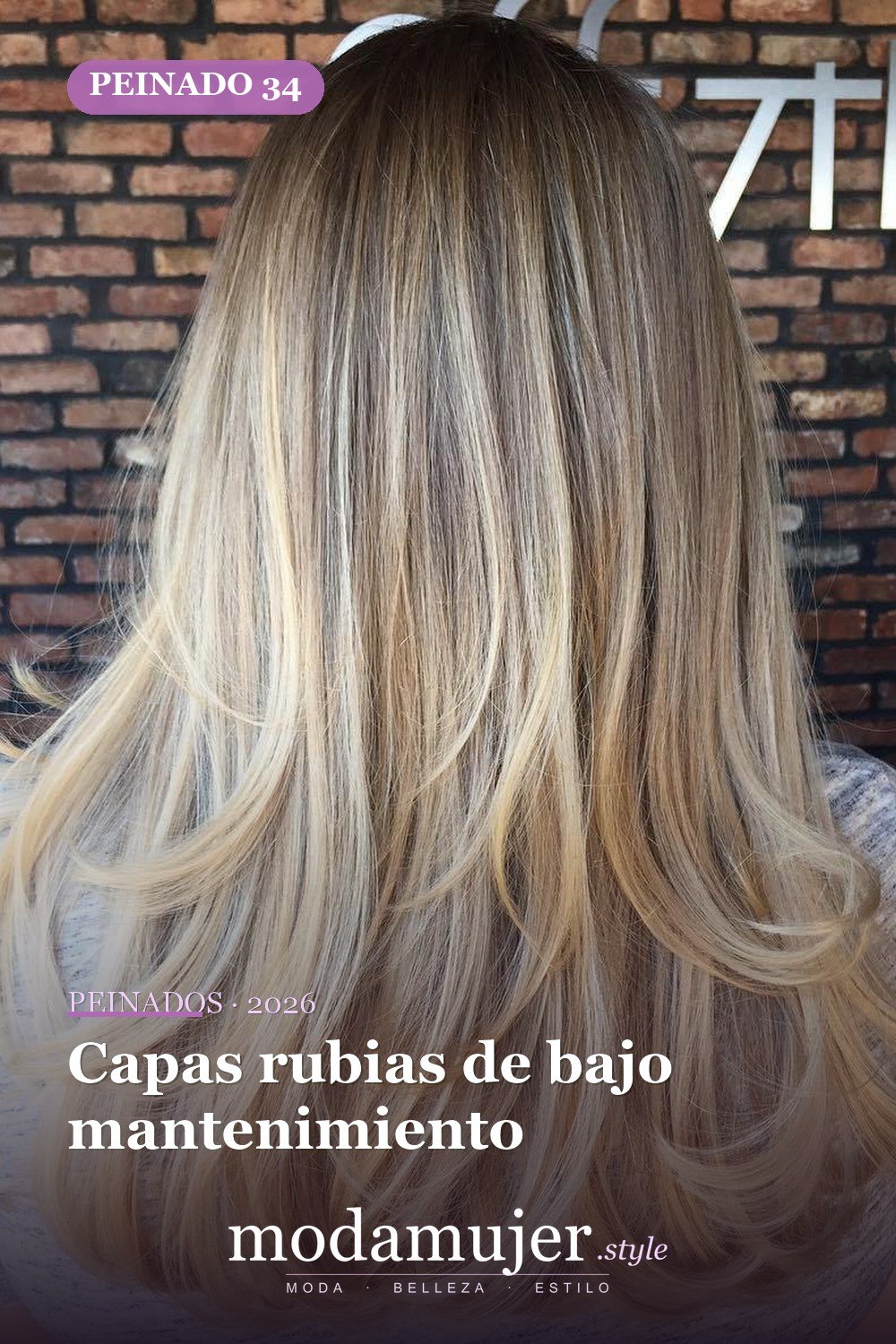 Capas rubias de bajo mantenimiento — 50 peinados largos con capas para 2026