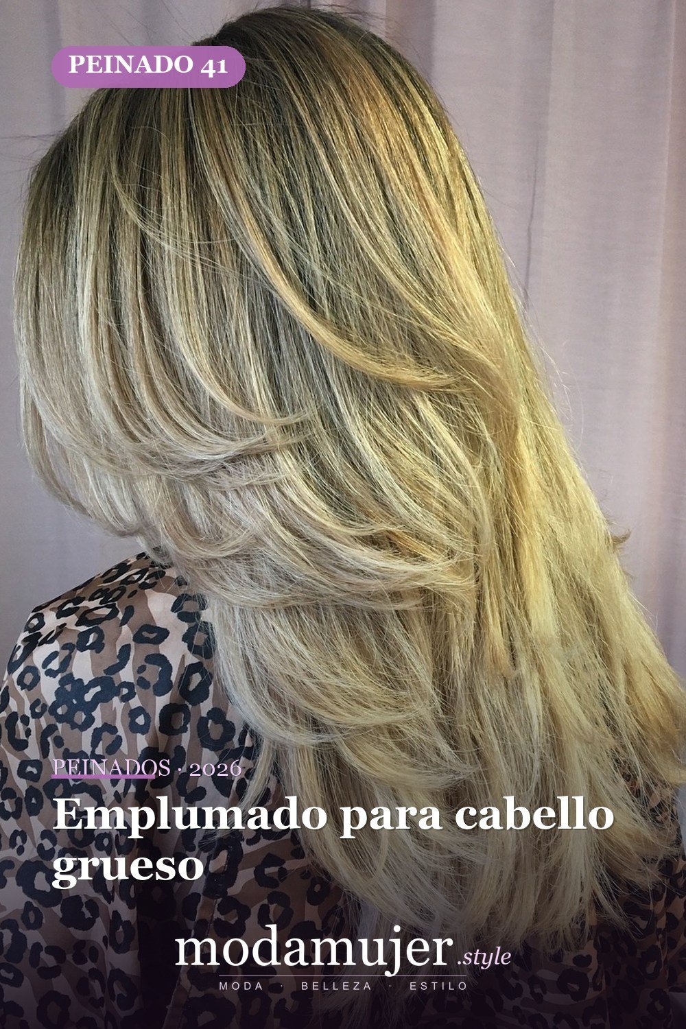 Emplumado para cabello grueso — 50 peinados largos con capas para 2026