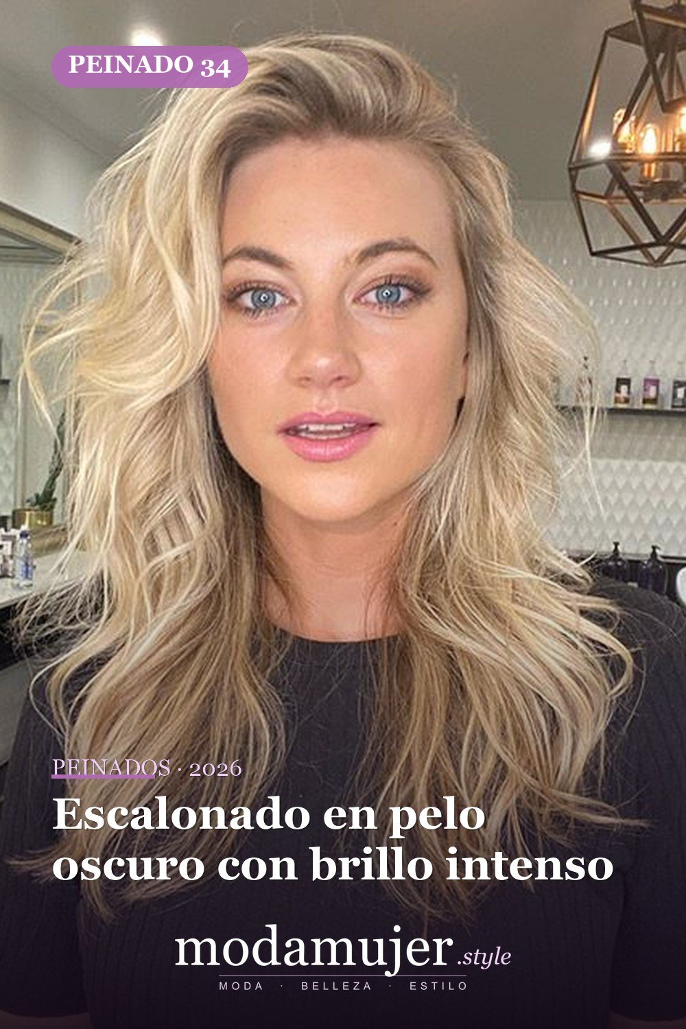 Escalonado en pelo oscuro con brillo intenso — 52 fantásticas ideas escalonadas de peinados