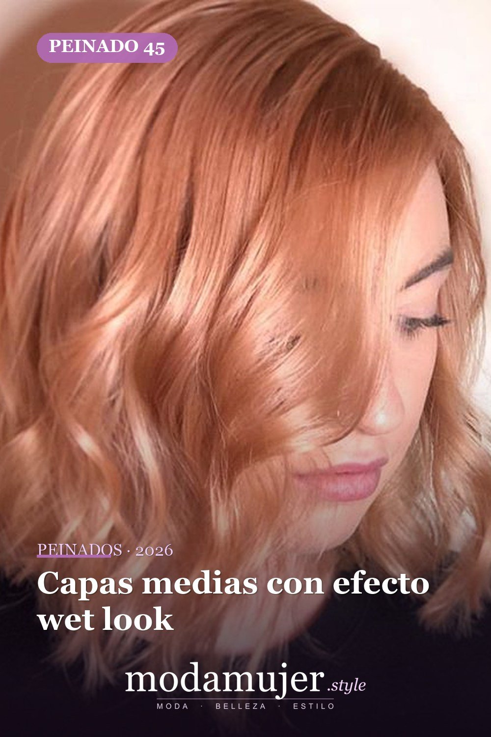 Capas medias con efecto wet look — 52 fantásticas ideas escalonadas de peinados