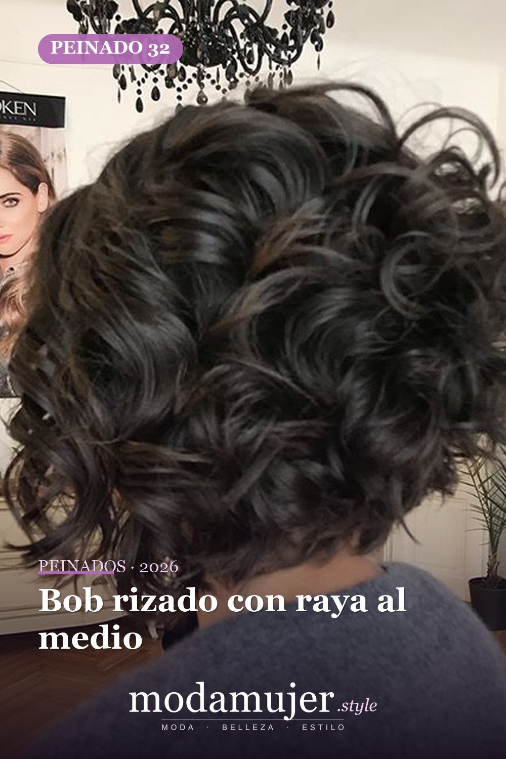 Bob rizado con raya al medio — 53 opciones de peinados rizos cortos