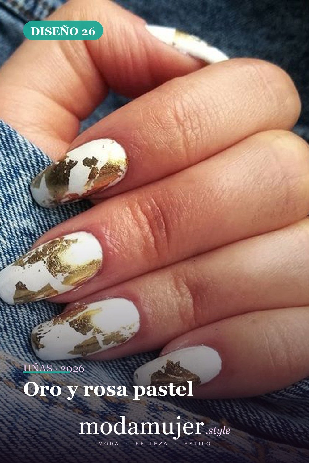 Oro y rosa pastel — 54 Diseños de uñas doradas para tu próxima visita al salón