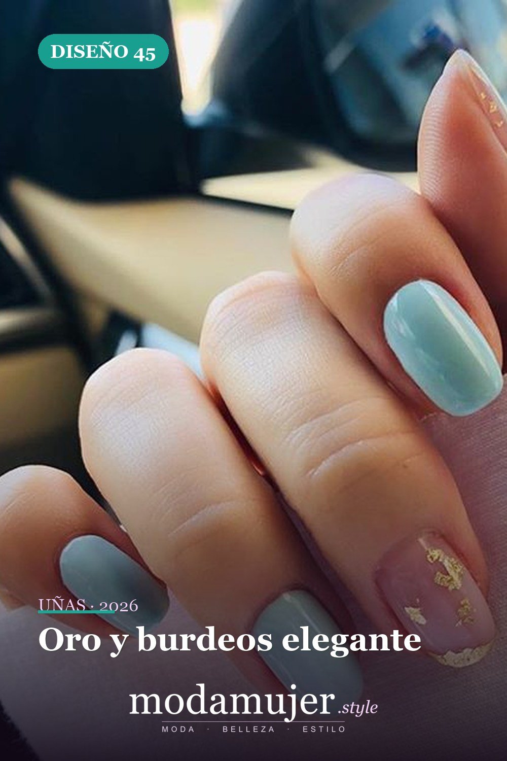 Oro y burdeos elegante — 54 Diseños de uñas doradas para tu próxima visita al salón