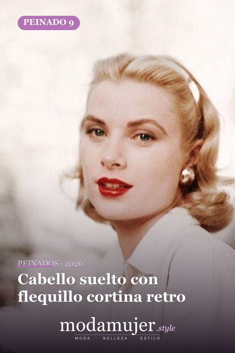 Cabello suelto con flequillo cortina retro — 54 mejores peinados estilo años 50: rockabilly y pin-up