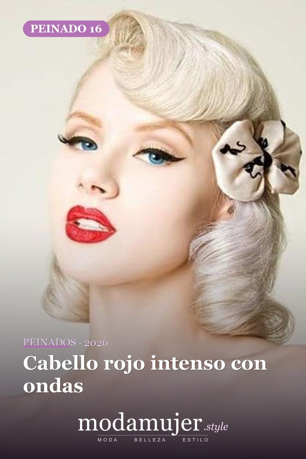Cabello rojo intenso con ondas — 54 mejores peinados estilo años 50: rockabilly y pin-up