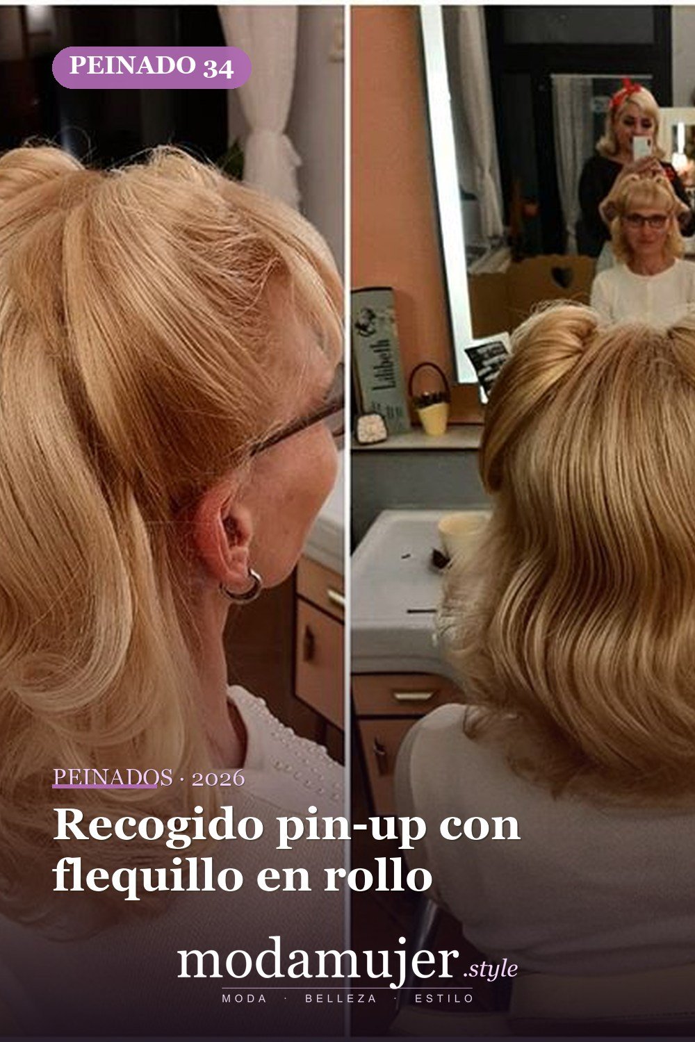 Recogido pin-up con flequillo en rollo — 54 mejores peinados estilo años 50: rockabilly y pin-up