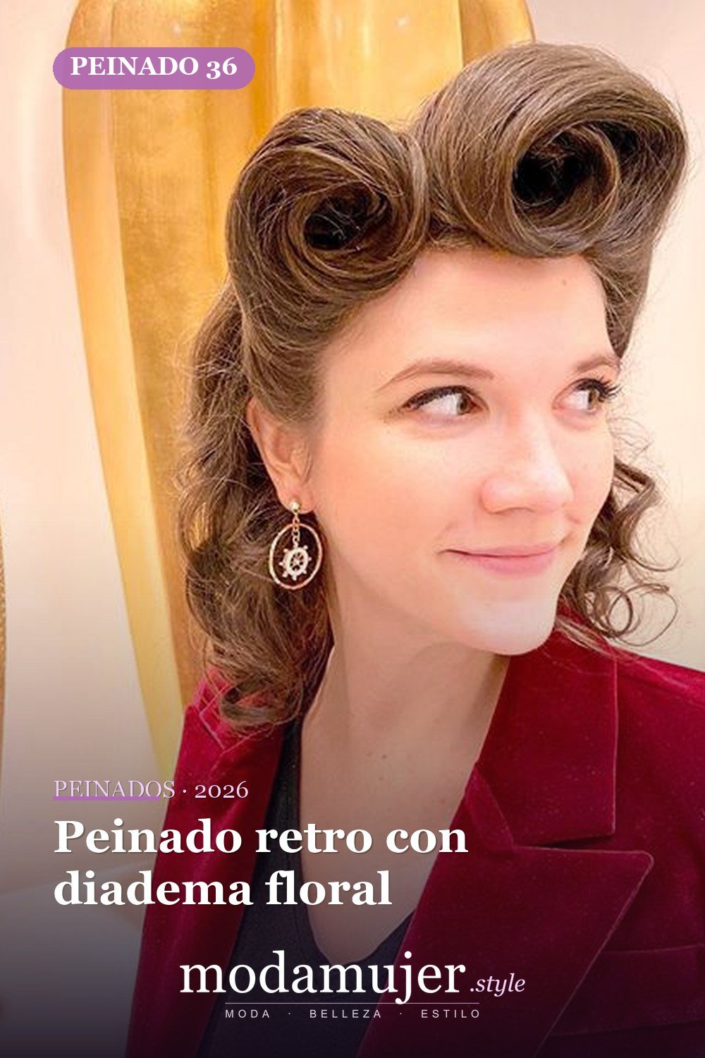 Peinado retro con diadema floral — 54 mejores peinados estilo años 50: rockabilly y pin-up