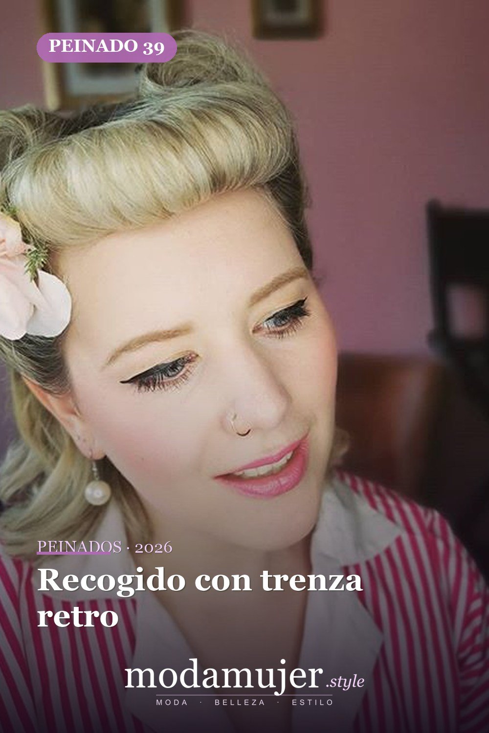 Recogido con trenza retro — 54 mejores peinados estilo años 50: rockabilly y pin-up