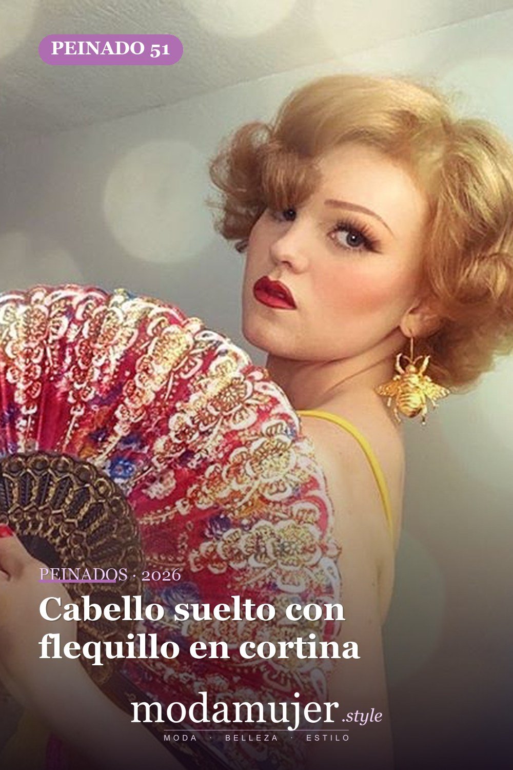 Cabello suelto con flequillo en cortina — 54 mejores peinados estilo años 50: rockabilly y pin-up