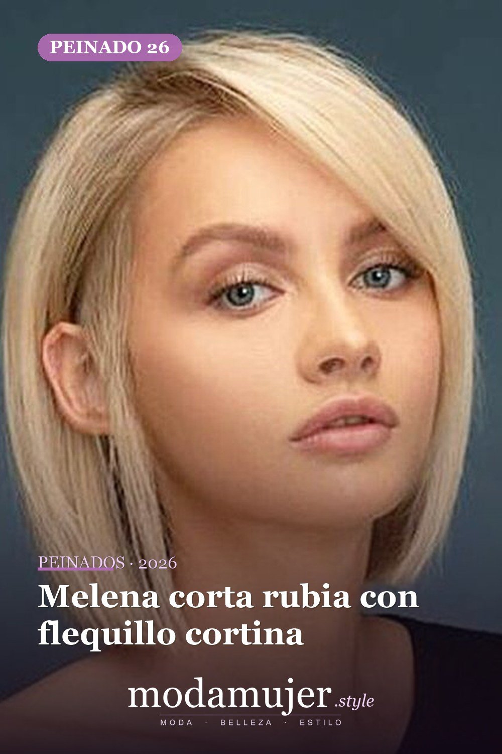 Melena corta rubia con flequillo cortina — 54 peinados cortos rubios de moda