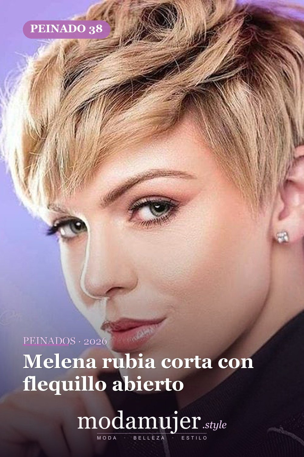 Melena rubia corta con flequillo abierto — 54 peinados cortos rubios de moda