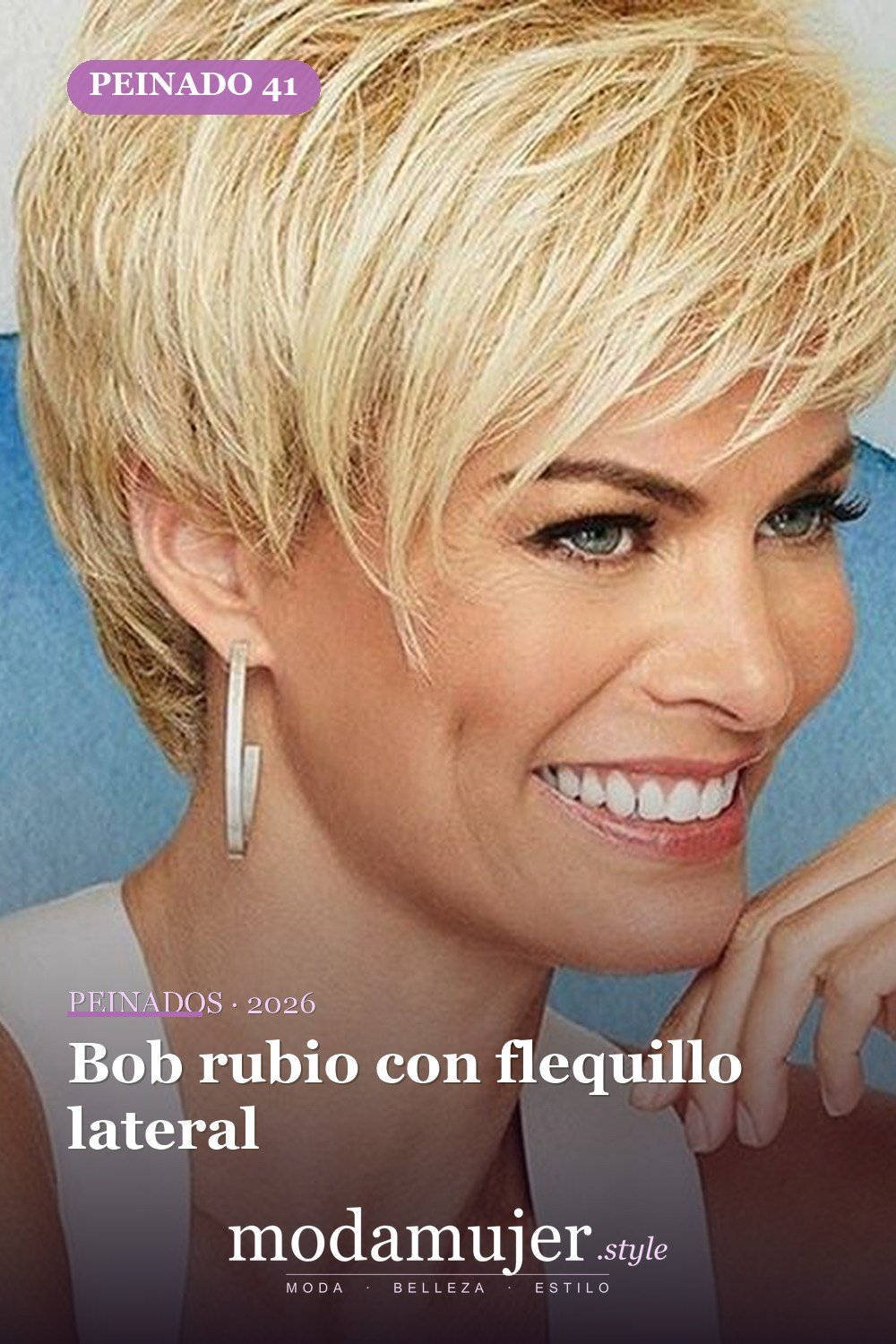 Bob rubio con flequillo lateral — 54 peinados cortos rubios de moda