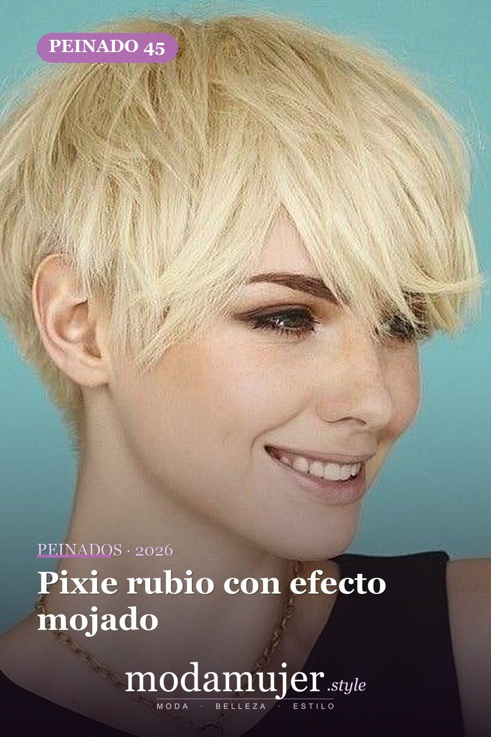Pixie rubio con efecto mojado — 54 peinados cortos rubios de moda