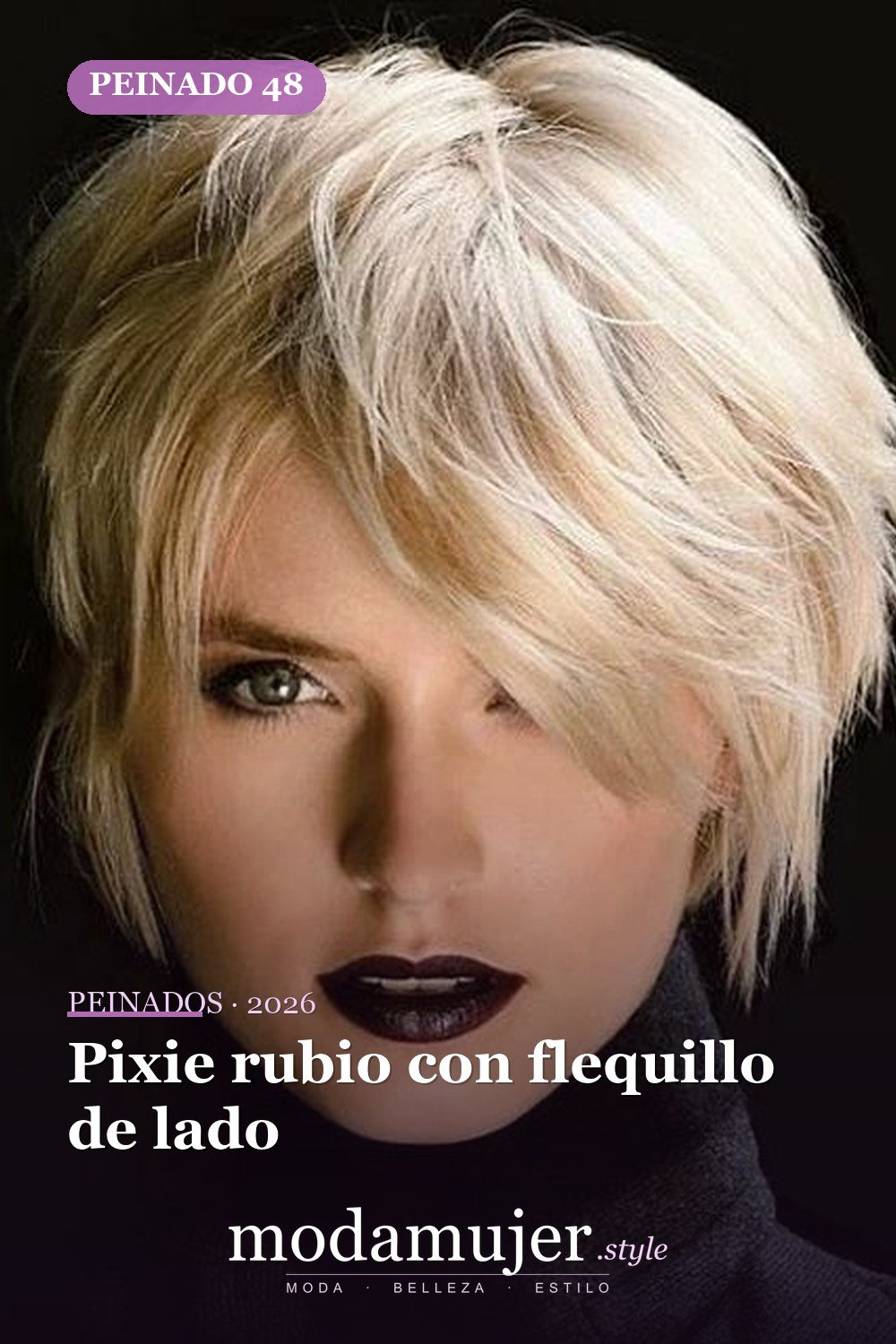 Pixie rubio con flequillo de lado — 54 peinados cortos rubios de moda