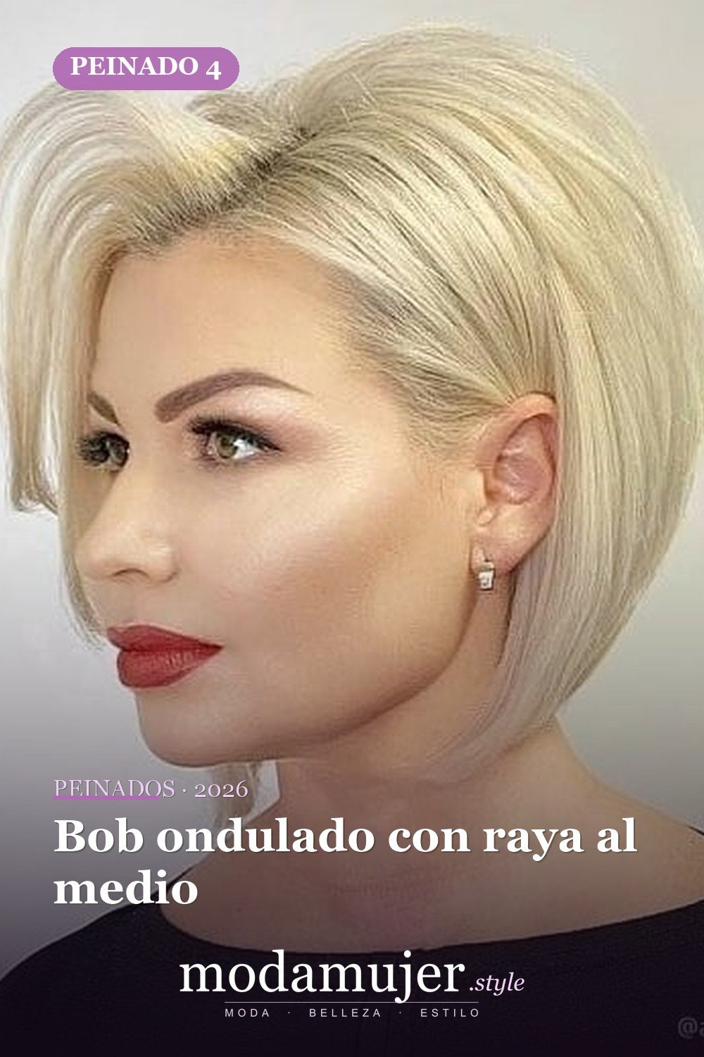 Bob ondulado con raya al medio — 54 peinados de moda de 40 para mujeres